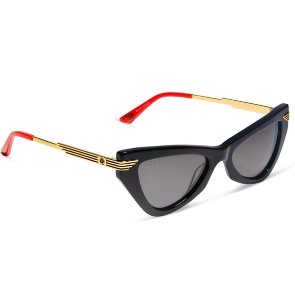 DIFF Black Widow Polarized Sunglasses Black Gold Frame Grey Lens Marvel Avengers - Picture 3 of 15